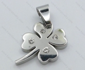 Stainless Steel Inlay Stones Clover Pendant - KJP050670