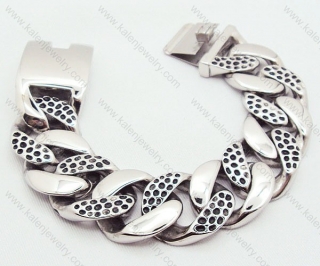 316L Stainless Steel Casting Men's Big & Heavy Bracelet with Concave Spot Rough Surface - KJB200019