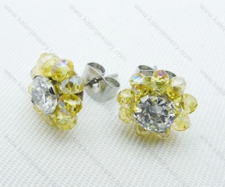 Stainless Steel Zircon Stone Earrings - KJE220017