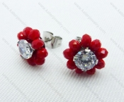 Stainless Steel Zircon Stone Earrings - KJE220020