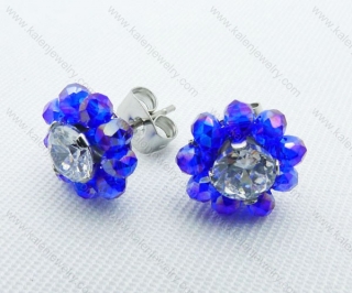 Stainless Steel Zircon Stone Earrings - KJE220022