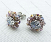 Stainless Steel Zircon Stone Earrings - KJE220023