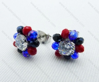 Stainless Steel Zircon Stone Earrings - KJE220025