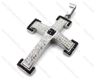 Stainless Steel Overlay Stones Cross Pendant - KJP050950