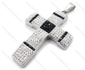 Stainless Steel Overlay Stones Cross Pendant - KJP050951