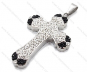 Stainless Steel B & W Crystal Cross Pendants - KJP050961