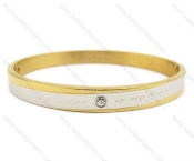 69 × 58 mm Stainless Steel Inlay Stone & Gold Plating Bangle - KJB100013