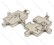 Stainless Steel Couple Pendants with Cute Children in steel finishing - KJP140010