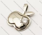 Stainless Steel Inlay Zircon Stone Apple Pendant - KJP051061