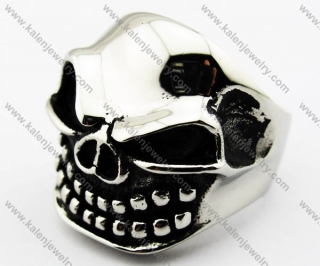 Stainless Steel Casting Bared Teeth Skull Rings - KJR010093