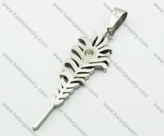 Stainless Steel Inlay Zircon Stone Pteris Pendant - KJP140114