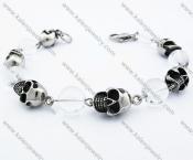 Stainless Steel Skull Bracelet With Acrylic Beads - KJB170063