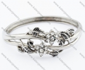 Two Casting Inlay Zircon Stones Flowers Bangles - KJB200087