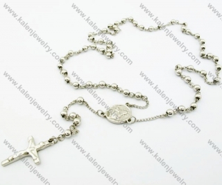 600 × 6 mm Stainless Steel Rosary Necklaces with Cross - KJN100001