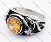 Stainless Steel Epoxy & Yellow Zircon Snake Ring - KJR010108