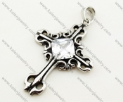 Stainless Steel Clear Zircon Stone Vintage Cross Pendant - KJP090327