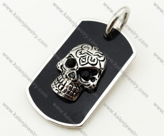 Stainless Steel Black Skull Tag Pendant - KJP090338