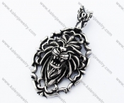 Stainless Steel Black Stone Eyes Lion Pendant - KJP090377