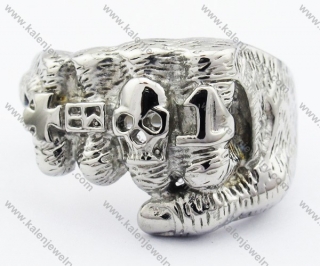 Stainless Steel Skull Fist Ring - KJR330015