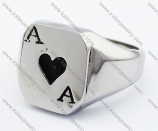 Stainless Steel Heard A Poker Card Ring - KJR330032