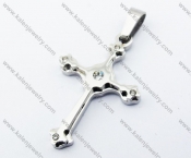 Stainless Steel Inlay Zircon Stone Cross Pendant - KJP051080