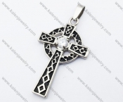 Stainless Steel Zircon Stone Cross Pendant - KJP330039