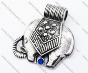 Stainless Steel Thailand Elephant Pendant with Blue Stone - KJP170158