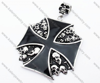 Big & Heavy Stainless Steel Skull Black German WWII Iron Cross Pendants - KJP170164