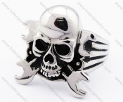 Stainless Steel Wrench Skull Ring - KJR330064