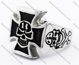 No. 13 German WWII Iron Cross Skull Biker Ring - KJR010102