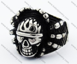 Spider Skull Biker Ring - KJR330034