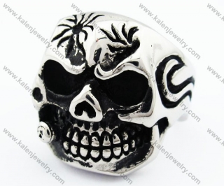 Punk fresco fumador hombre de cráneo anillo de acero inoxidable - KJR330059