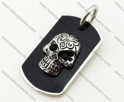 Black Epoxy Biker Skull Dog Tag Pendant KJP090338