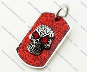 Red Biker Skull Dog Tag Pendant - KJP090337