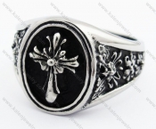 Stainless Steel Vintage Iris Cross Ring - KJR370016