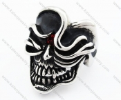 Inlay Red Stone Stainless Steel Skull Ring - KJR370023