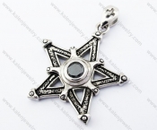 Stainless Steel Inlay Black Zircon Stone Star Pendant - KJP170178