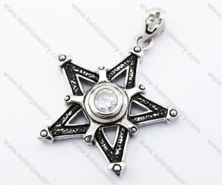 Stainless Steel Inlay Zircon Stone Star Pendant - KJP170179