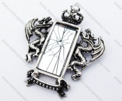 Stainless Steel Vintage Two Dragon Broken Mirror Pendant - KJP170187