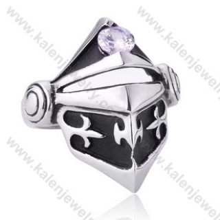Stainless Steel Medieval Knight Helmet Ring - KJR350006