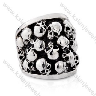 Stainless Steel Skull Relief Ring - KJR350069