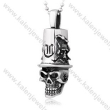 Stainless Steel Jazz Hat Skull Pendant - KJP350018