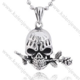 Stainless Steel Skull with Rose Pendant - KJP350043