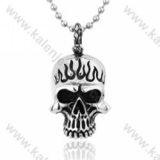 Stainless Steel Flames Skull Pendant - KJP350115