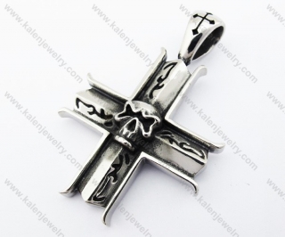 Stainless Steel Skull Cross Pendant - KJP370016