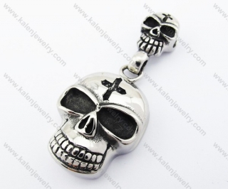 Stainless Steel Cross Sign Skull Pendant - KJP370020