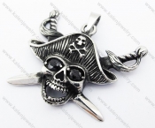 Stainless Steel Two Sword Pirate Skull Pendant - KJP370025