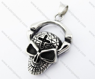 Stainless Steel Cross Sign Skull Pendant - KJP370028