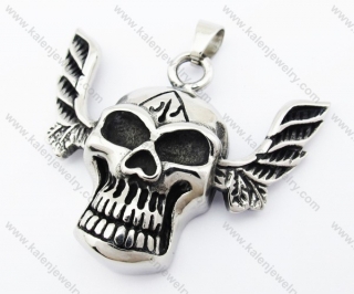 Stainless Steel Wings Skull Pendant - KJP370036