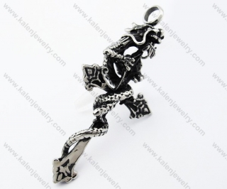 Stainless Steel Dragon Cross Pendant - KJP370060